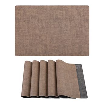 Placemats Set of 6 Faux Leather Mat for Table Decor Washable Heat Resistant Table Mats 16.9x11.8inch