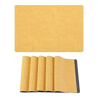 Placemats Set of 6 Faux Leather Mat for Table Decor Washable Heat Resistant Table Mats 16.9x11.8inch