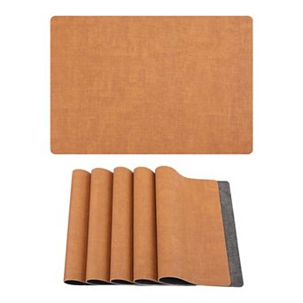 Placemats Set of 6 Faux Leather Mat for Table Decor Washable Heat Resistant Table Mats 16.9x11.8inch