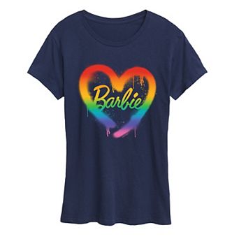 Women's Barbie Rainbow Heart Graphic Tee