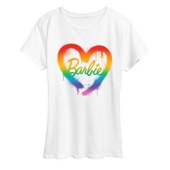 Women's Barbie Rainbow Heart Graphic Tee