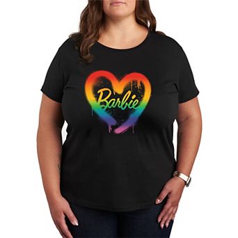 Plus Size Barbie Rainbow Heart Graphic Tee
