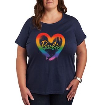 Plus Size Barbie Rainbow Heart Graphic Tee