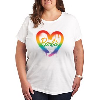 Plus Size Barbie Rainbow Heart Graphic Tee