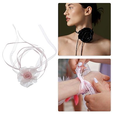 Flower Bandages Choker Necklace Pink 1 Pc