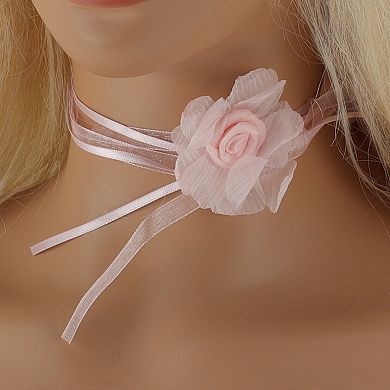 Flower Bandages Choker Necklace Pink 1 Pc