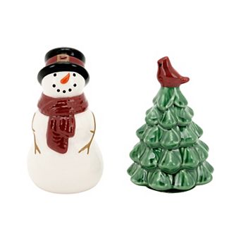 St. Nicholas Square® Yuletide Snowman & Tree Salt & Pepper Shaker Set