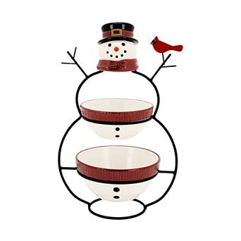 St. Nicholas Square® Yuletide Snowman 2 tier d Server