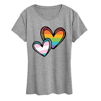 Women's Pride & Transgender Flag Hearts Graphic Tee