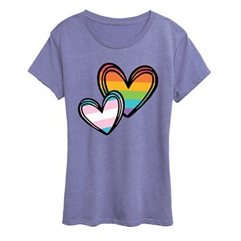 Women's Pride & Transgender Flag Hearts Graphic Tee