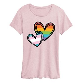 Women's Pride & Transgender Flag Hearts Graphic Tee
