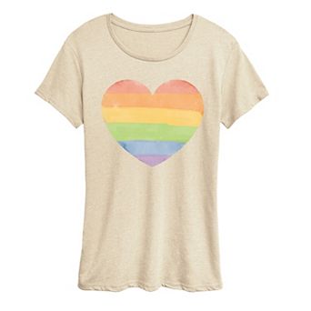Women's Distressed Rainbow Heart Graphic Tee