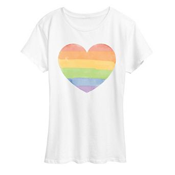 Women's Distressed Rainbow Heart Graphic Tee