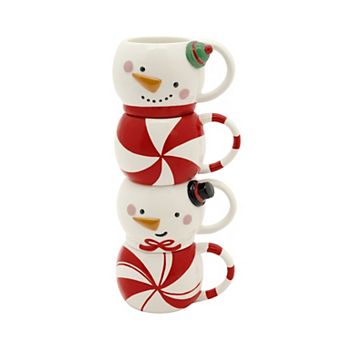 St. Nicholas Square® 4 pc Snowman & Peppermint Stackable Mug Set