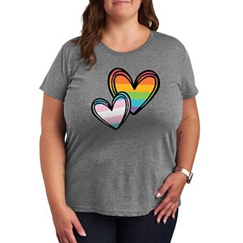Plus Size Pride & Transgender Flag Hearts Graphic Tee