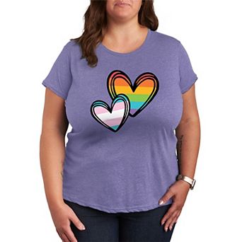 Women's Plus Size Pride & Transgender Flag Hearts Graphic Tee