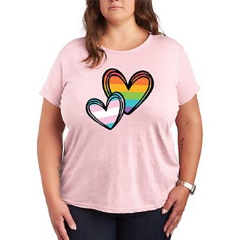 Plus Size Pride & Transgender Flag Hearts Graphic Tee