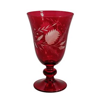 St. Nicholas Square® Etched Holiday Botanical Goblet Glass