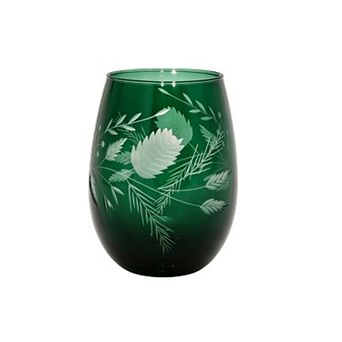 St. Nicholas Square® Etched Holiday Botanical Stemless Wine Glass