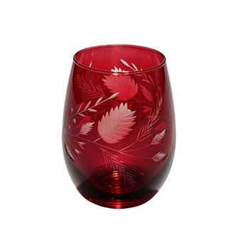St. Nicholas Square® Etched Holiday Botanical Stemless Wine Glass