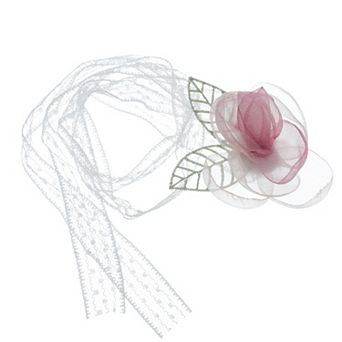 Flower Leaf Bandages Choker Necklace Pink Green 1 pc