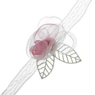 Flower Leaf Bandages Choker Necklace Pink Green 1 Pc