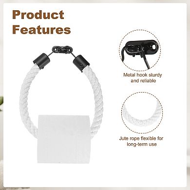 2 Pcs Toilet Paper Holder Wall-Mounted Towel Rack with Metal Hook