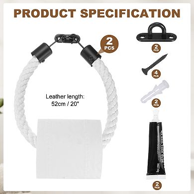 2 Pcs Toilet Paper Holder Wall-Mounted Towel Rack with Metal Hook