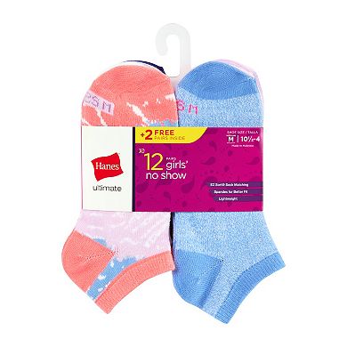 Girls Hanes® 12-Pack EZ Sort No-Show Socks
