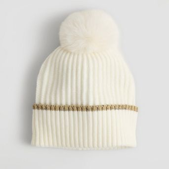 Women's FLX Tipped Edge Beanie With Lining & Faux Fur Pom