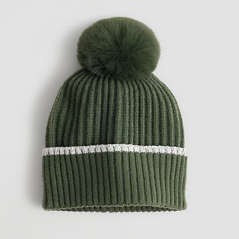 Women's FLX Tipped Edge Beanie With Lining & Faux Fur Pom