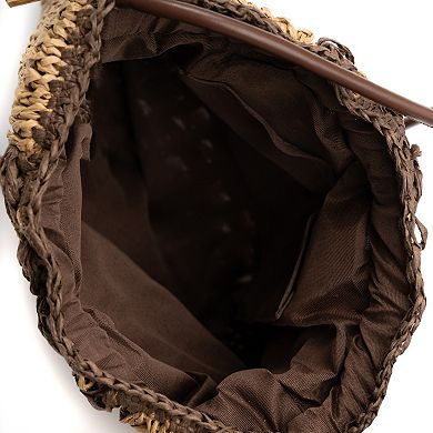 SOL and MER Straw Drawstring Bucket Bag