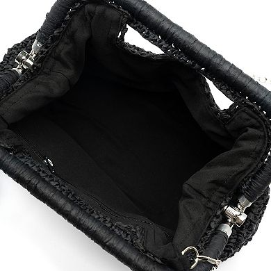 Womens Straw Frame Clutch With Handle Cut Out