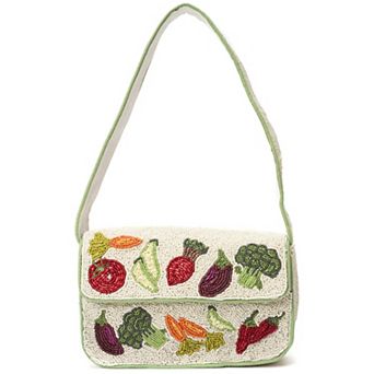 SOL and MER Beaded Mixed Veggies Baguette Shoulder Bag
