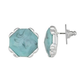 Napier Silver Tone Simulated Stone Stud Earrings