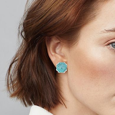 Napier Silver Tone Simulated Stone Stud Earrings