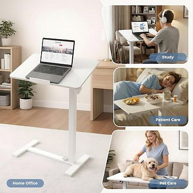 YIORTWO Adjustable Office Desk with Wheels, Mobile Laptop Desk with Tilt Top