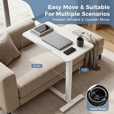 YIORTWO Adjustable Office Desk with Wheels, Mobile Laptop Desk with Tilt Top