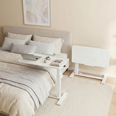 YIORTWO Adjustable Office Desk with Wheels, Mobile Laptop Desk with Tilt Top