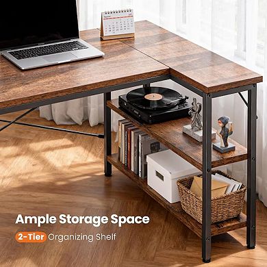 YIORTWO L Shaped Computer Desk with Storage Shelves, Corner Home Office Gaming Desk