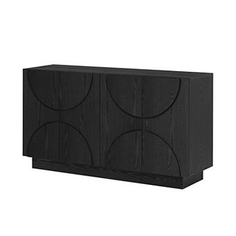 KWPZQEB Semi-Circular Handles 4-Door Storage Sideboard with Adjustable Shelves for Dining Room