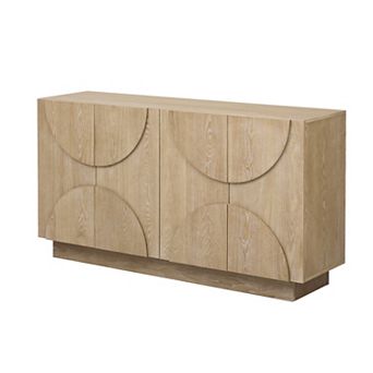 KWPZQEB Semi-Circular Handles 4-Door Storage Sideboard with Adjustable Shelves for Dining Room