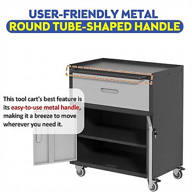 VIYET Heavy-Duty Rolling Tool Cabinet - Mobile Metal Storage Chest with Drawer & Locking Doors