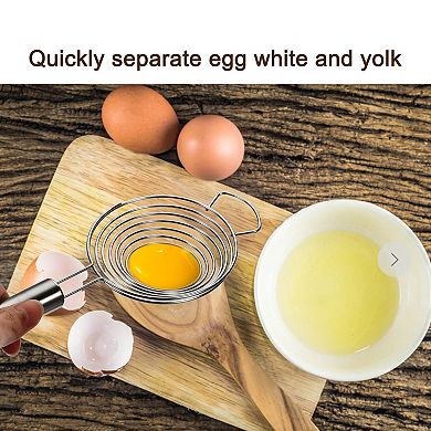 Egg White Separator Stainless Steel Egg Yolk Separating Filter Long Handle Cooking Baking Tool 1Pc
