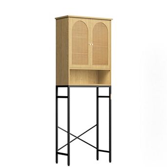 Over The Toilet Storage Cabinet, Freestanding Bathroom Organizer Rack with Adjustable Shelf