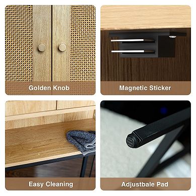 Over The Toilet Storage Cabinet, Freestanding Bathroom Organizer Rack with Adjustable Shelf