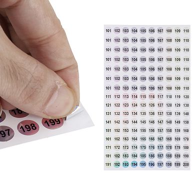 Consecutive Numbers Gift Stickers Colorful(101-200) 15 Pcs