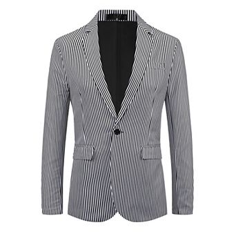 Men's Stripes Blazer for Single Breasted Sport Coat Business Striped Suit Jacket