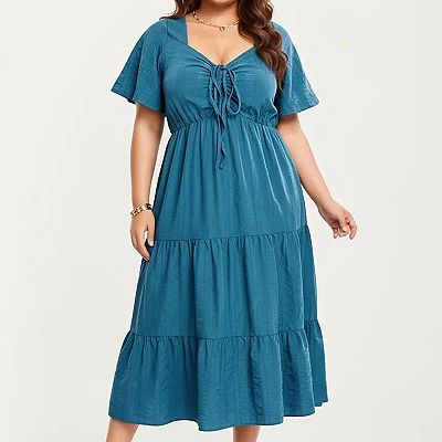 plus size drop waist dress with sleeves Champagne Long Sleeve Party Dress, Beautiful Knee/Tea Length Prom Dres