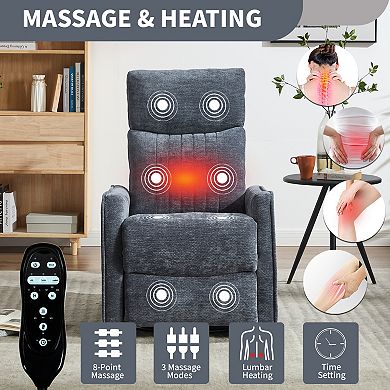 KWPZQEB Swivel Recliner Chair with Heat Massage Manual